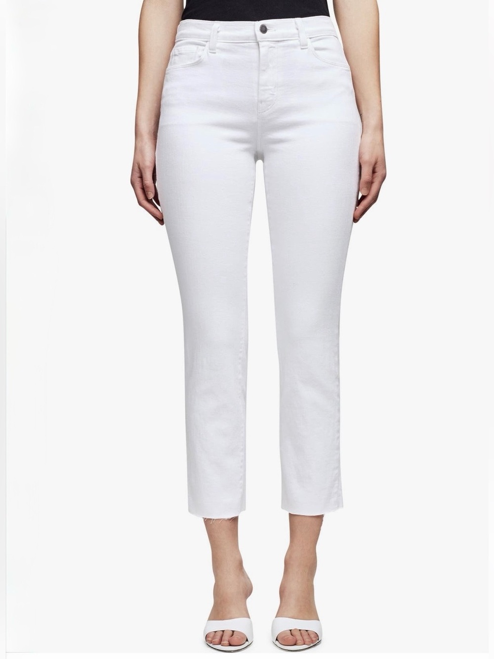 L'AGENCE White Cropped Straight Jeans